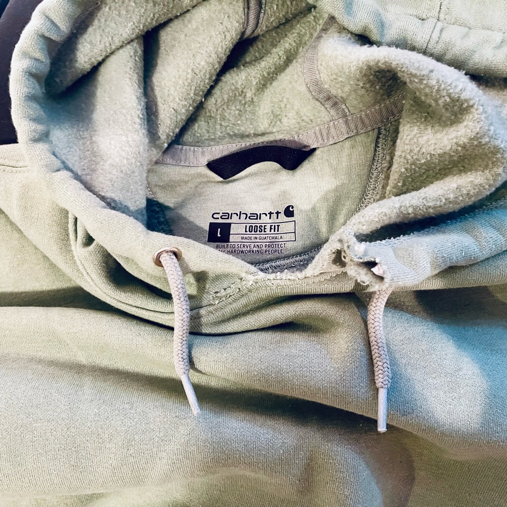 Carhartt Hooded Sweatshirt | Green /w Orange Logo | Durable Workwear - Picture 6 of 7